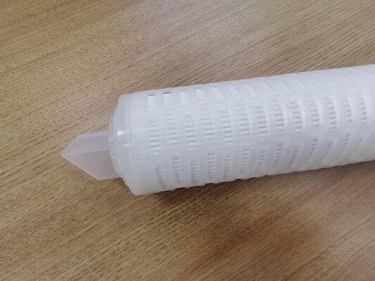 Cartucho de filtro plissado de PTFE de 40 polegadas com membrana de PTFE para filtração de líquidos químicos de alta taxa de fluxo e de alta pureza