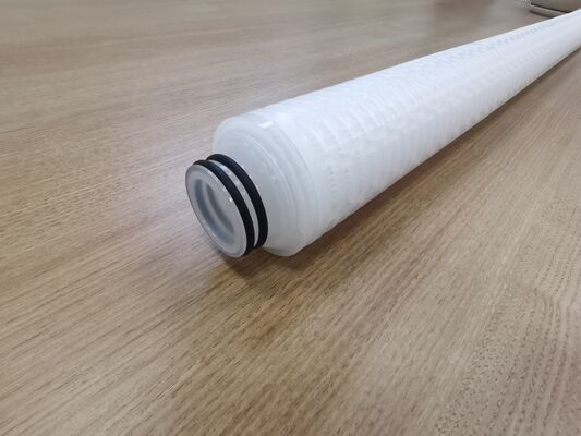 Cartucho de filtro plissado de PTFE de 40 polegadas com membrana de PTFE para filtração de líquidos químicos de alta taxa de fluxo e de alta pureza
