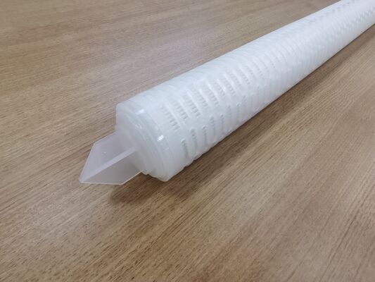 Cartucho de filtro plissado de PTFE de 40 polegadas com membrana de PTFE para filtração de líquidos químicos de alta taxa de fluxo e de alta pureza