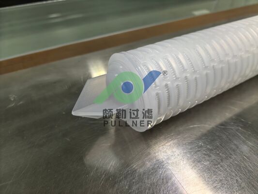 Cartucho de filtro plissado de PTFE de 40 polegadas com silicone vermelho para filtragem de líquidos químicos e de alta pureza com alta taxa de fluxo