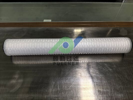 Cartucho de filtro plissado de PTFE de 40 polegadas com silicone vermelho para filtragem de líquidos químicos e de alta pureza com alta taxa de fluxo